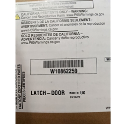 Wpl W10862259 Door Latch (black Handle)